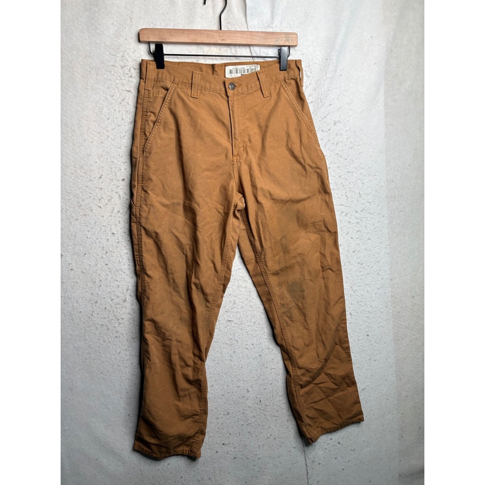 Carhartt Dungaree Fit Brown Canvas Work Pants 29x32 Straight Leg 383-51